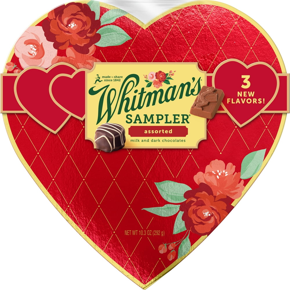 Whitmans Valentines Day Assorted Chocolates Sampler Heart Box 10.3oz