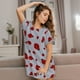thumbnail image 3 of Fotbe Ladybug Bata de Dormir para Mujer con Estampado, Camisón de Algodón de Manga Corta, Ropa de Dormir Casual, 3 of 6
