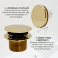 thumbnail image 3 of Westbrass Coarse Thread Tip-Toe Bathtub Drain with No-Hole Overflow Cover, Polished Brass, 3 of 11