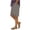Gray, variant on Womens Summer Casual Plus Size Linen Shorts Elastic Waist Splited Wide Leg Knee Length Shorts with Pockets