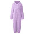 thumbnail image 5 of Byoo Zip Up Hooded Jumpsuit for Toddler Boy Cozy Sherpa Fleece Solid Color One Piece Onesie, 5 of 5
