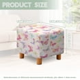 thumbnail image 3 of SCRAWLGOD Butterfly Print Blue Pink Ottoman Slipcover, Foldable Square Slipcover with Elastic Bottom Thick Footstool Protection Universal Fit for Most Footstool Sofa, 3 of 7