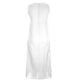 thumbnail image 4 of Teyfeniy White Summer Sleeveless Dress for Women Casual Fashion V Neck Dress Going Out Holiday Vacation Outfit Maxi Long Dress, 4 of 6