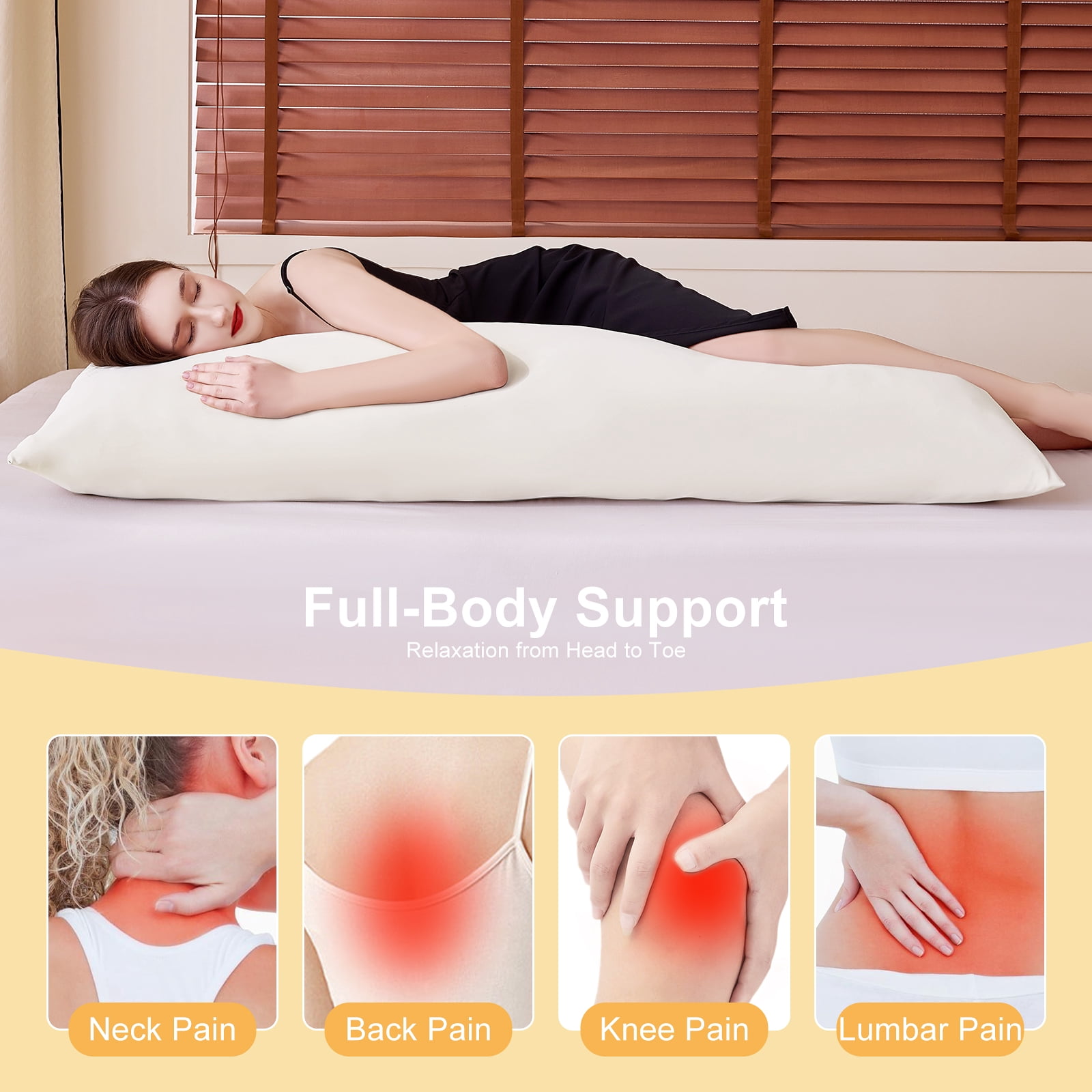 Cooling Body Pillow, Full Body Pillows for Adults, Long Pillow for Sleeping with Removable Cover and Adjustable Filling for Side Sleeper & Pregnancy,  Firm & Fluffy 20x54 inches (white)