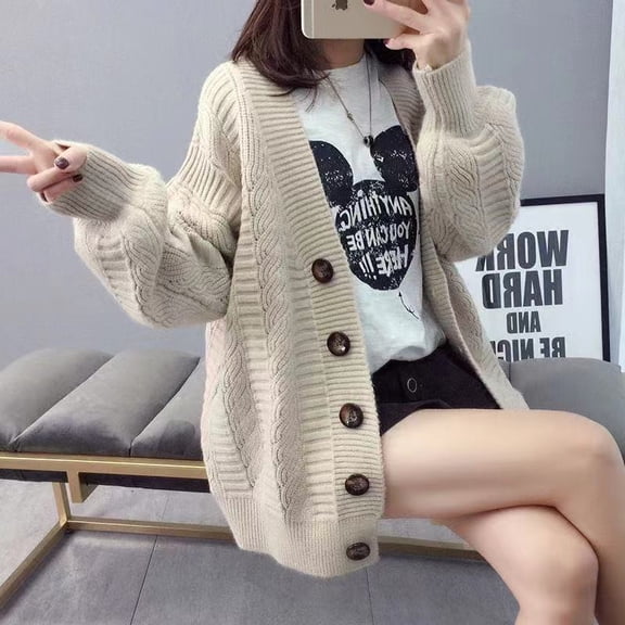 Women's cardigan sweater 2022 spring and autumn y2k three-dimensional love single-breasted sweater women's loose all-match top