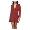 thumbnail image 4 of bebe Pleated Blazer Dress Red XS, 4 of 7