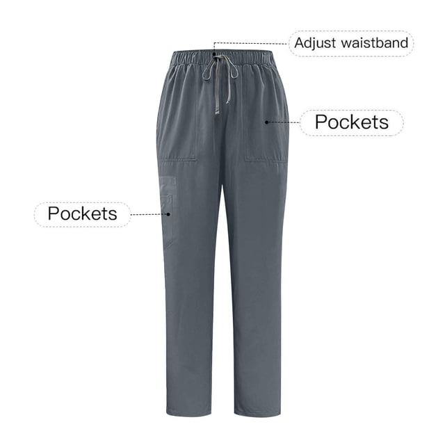 Ohufall Pantalon d'Uniforme pour Hommes, Pantalon à Taille Élastique pour Hommes, Multiples Poches, Pantalon Jogger à Cordon, Extensible, Bas de Sarrau d'Infirmier