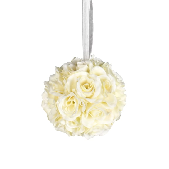 Vickerman 6" Artificial White Rose Ball, Pack of 2