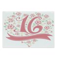 thumbnail image 1 of 16th Birthday Cutting Board, Floral 16 Typohraphy with Spring Floral Rose Petal Image, Decorative Tempered Glass Cutting and Serving Board, Large Size, Dark Coral Mint, by Ambesonne, 1 of 1