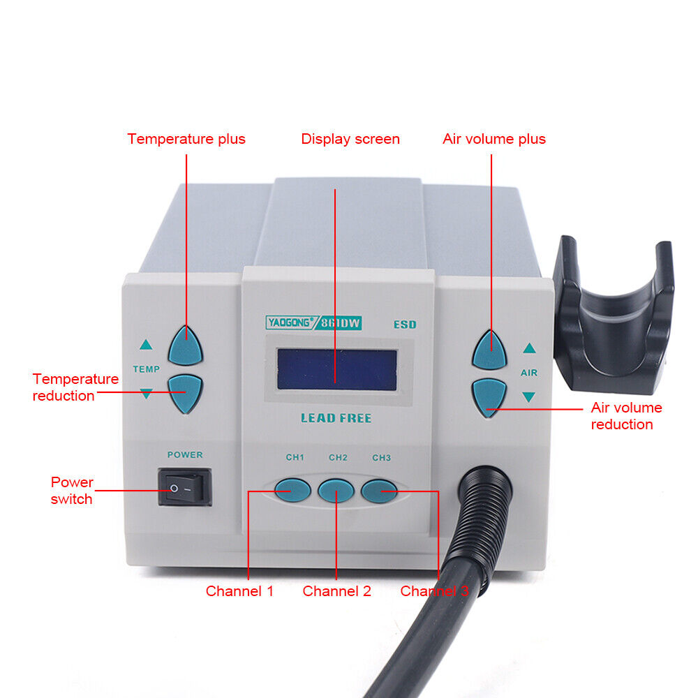 861DW 1000W Hot Air Rework Station Soldering Heat Gun Digital Display Station