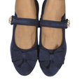 thumbnail image 7 of IEMIEMIEM Women's Mary Jane Flats Bow Pearl Rhinestone Floral Dress Shoes Adjustable Strap Low Wedge Comfort Walking Shoes Ballet Flats Casual Wedding Party Ballerina Flat 8.5 Wide Blue, 7 of 7