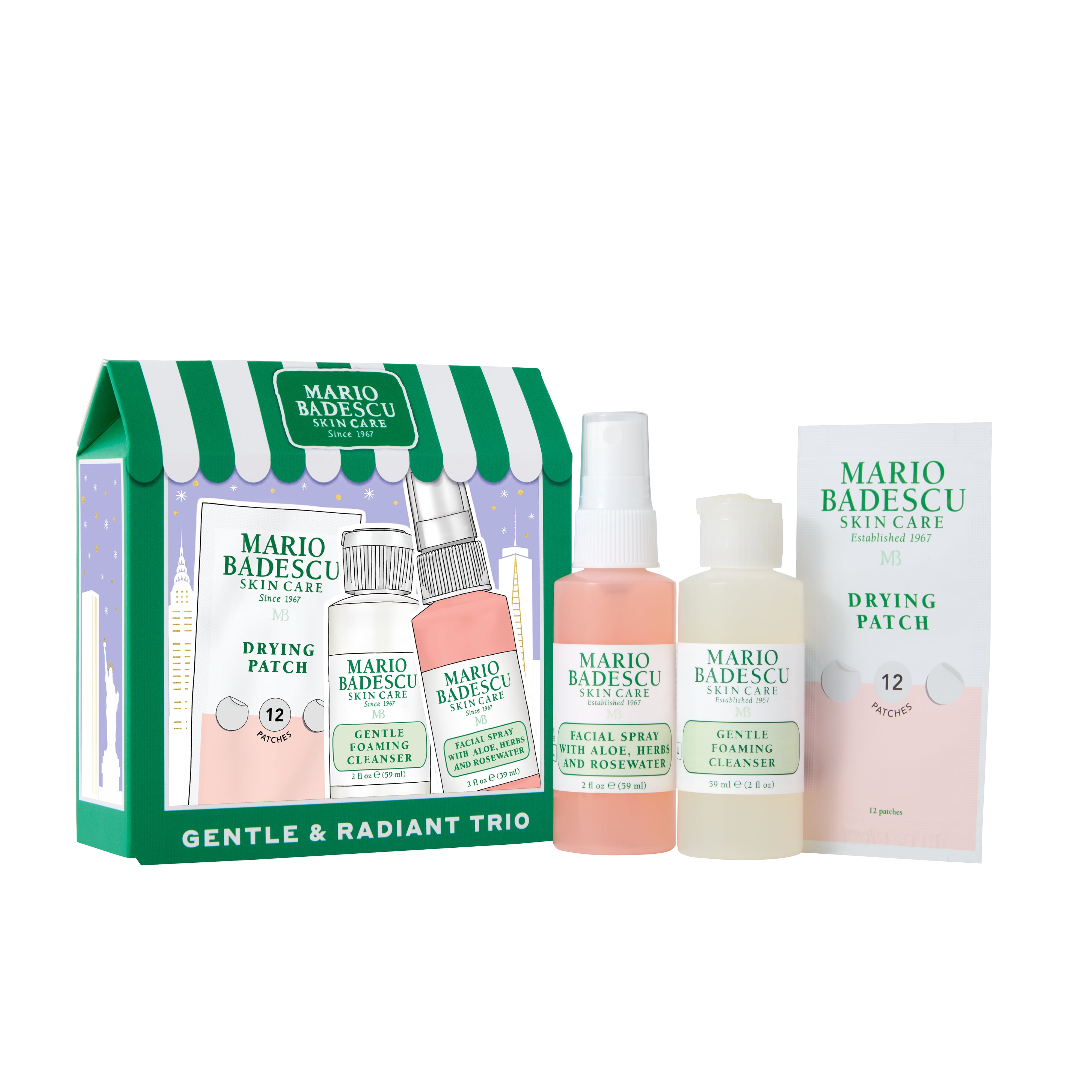 ($20 Value) Mario Badescu Gentle & Radiant Trio 2024 Exclusive Holiday Gift Set, For All Skin Types