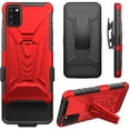 thumbnail image 2 of Alcatel TCL A3X A600DL Belt Clip Holster Kickstand Shock Proof Phone Case with Tempered Glass Screen Protector - Red, 2 of 7