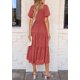 thumbnail image 2 of Vestido PRETTYGARDEN 2025 Verano Midi Cuello Cuadrado Boho Rojo S, 2 of 6