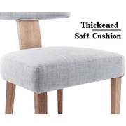 Guyou Dining Chairs Set of 6, Mid-Century Modern Linen Upholstered Kitchen Chairs with Curved Backrest, Wooden Side Chairs for Dining Kitchen Living Room Bedroom, Grey