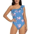 thumbnail image 2 of Yiaed Cute Poodle Dog Print Women One Piece Swimsuits Tummy Control One Shoulder Bathing Suits Pattern Ruffle Swimwear-Small, 2 of 8
