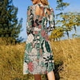 thumbnail image 3 of Robe Évasée Cactus et Succulentes Col Carré Robe Élégante Mode Féminine Imprimée Robe Dessinée à la Main Amour Vector Fleur Cactus, 3 of 5