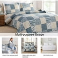 thumbnail image 6 of 3 Piece Reversible Plaid Patchwork Quilt Set, Lightweight Microfiber Bedspread Coverlet, All Season King Queen Bedding Blue Yellow, 6 of 7