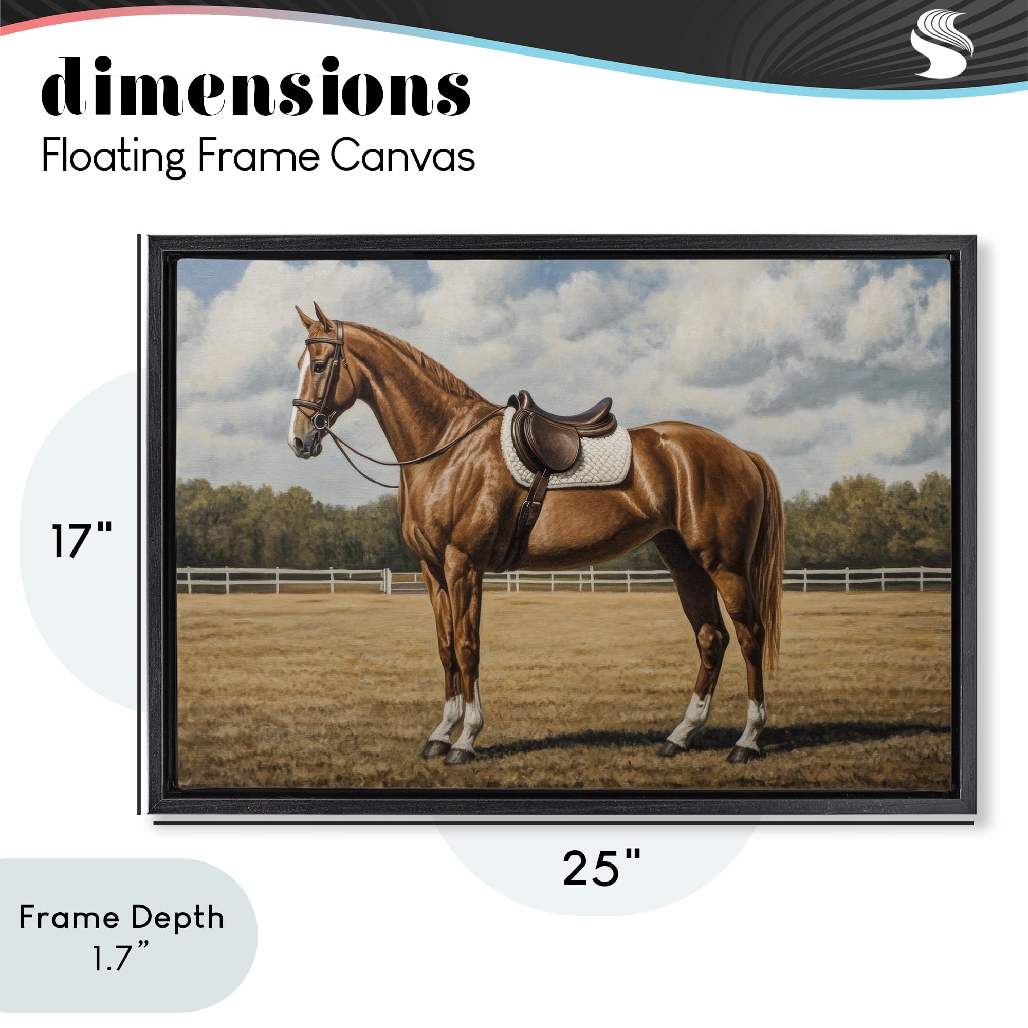Stupell Industries Saddled Up Chestnut Horse Black Framed Floater Canvas Wall Art, design by Petal Prints Design