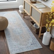 Surya Tahmis Traditional Style Low Pile 100% Polyester Area Rug, 7 x 9 Blue, Slate, Beige, Light Gray Pet Friendly, Ind/Out, Machine Woven Stain Resistant, THI2705-679