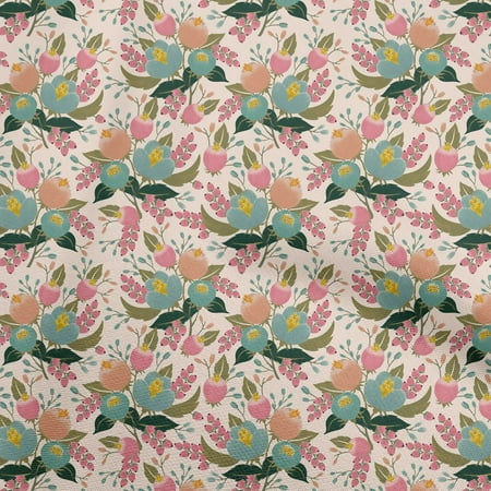 oneOone Cotton Flex Light Peach Fabric Floral Quilting Supplies Print Sewing Fabric By The Yard 40 Inch Wide