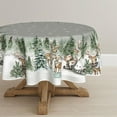 thumbnail image 1 of Christmas Tablecloth × Rectangular Deers Snowman Trees Washable Table Cover for Party Picnic Dinner Decor, 1 of 6