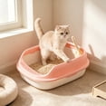 thumbnail image 4 of HOARBOEG Semi-Enclosed Cat Litter Box with Top Entry Lid and High Sides, Odor Control Covered Kitty Litter Pan with Scoop Filter for Anti Scatter, Indoor Cat Toilet Pink, 4 of 6
