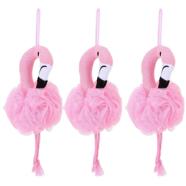 3PCS Cartoon Flamingo Bath Flower Lovely Kid Flamingo Bath Ball Home Bath Tool