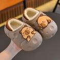 thumbnail image 4 of Cozy Winter Slippers For Boys With Durable Outdoor Sole Soft Lined Indoor Comfort Capybara Character Design Footwear Grey,25, 4 of 4