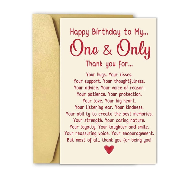 Happy Birthday Card for My One & Only – Heartfelt Thank You Message – Blank Inside for Personal Touch – Perfect for Partners, Spouses, or Loved Ones