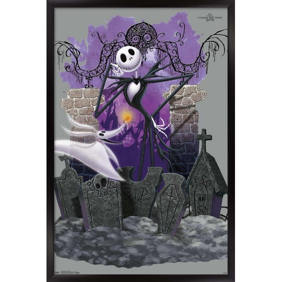 Disney Tim Burton's The Nightmare Before Christmas - Jack And Zero Wall Poster, 14.725" x 22.375", Framed