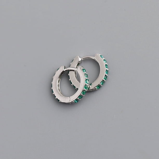 Pendientes de circonitas de color con microincrustaciones redondas de plata esterlina S925 de 7 mm para mujer de Europa y Estados Unidos