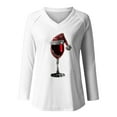 thumbnail image 4 of Kaemgyyd Cute Tops for Women Loose Casual Christmas Print Basic Tee Comfy V Neck Long Sleeve Shirt Trendy Fall Clothing, 4 of 4