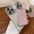 thumbnail image 2 of Glitter Bling Sea Shell Pattern Laser Love Heart Sparkling Phone Case Compatible with iPhone 13, Pink, 2 of 8