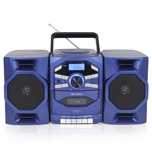 Emerson Boombox with CD & Cassette Player | Digital AM FM Portable Radio MP3, AUX, Mic Input | Portable Stereo System For Home, Indoor, Outdoor | Loud Big Speakers