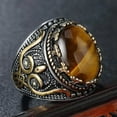 thumbnail image 2 of QQTDFG Men Retro Large Tiger Eye Stone Ring Vintage Oval Stainless Steel Gothic Pattern-8-Silver Tiger's Eye, 2 of 8