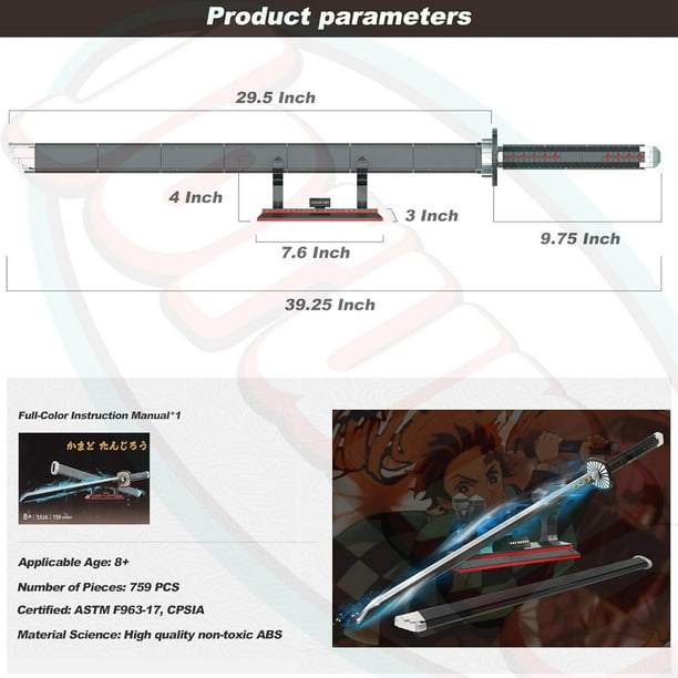 Demon Slayer Sword Compatible with Lego, 39in Kokushibo