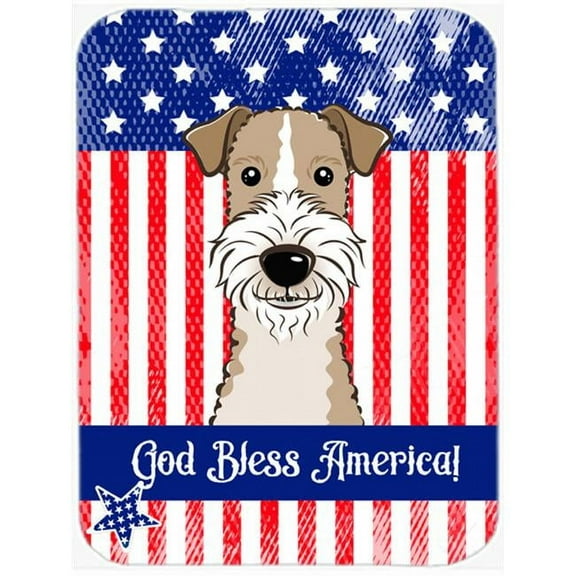 Carolines Treasures BB2177MP God Bless American Flag with Wire Haired Fox Terrier Mouse Pad- Hot Pad or Trivet