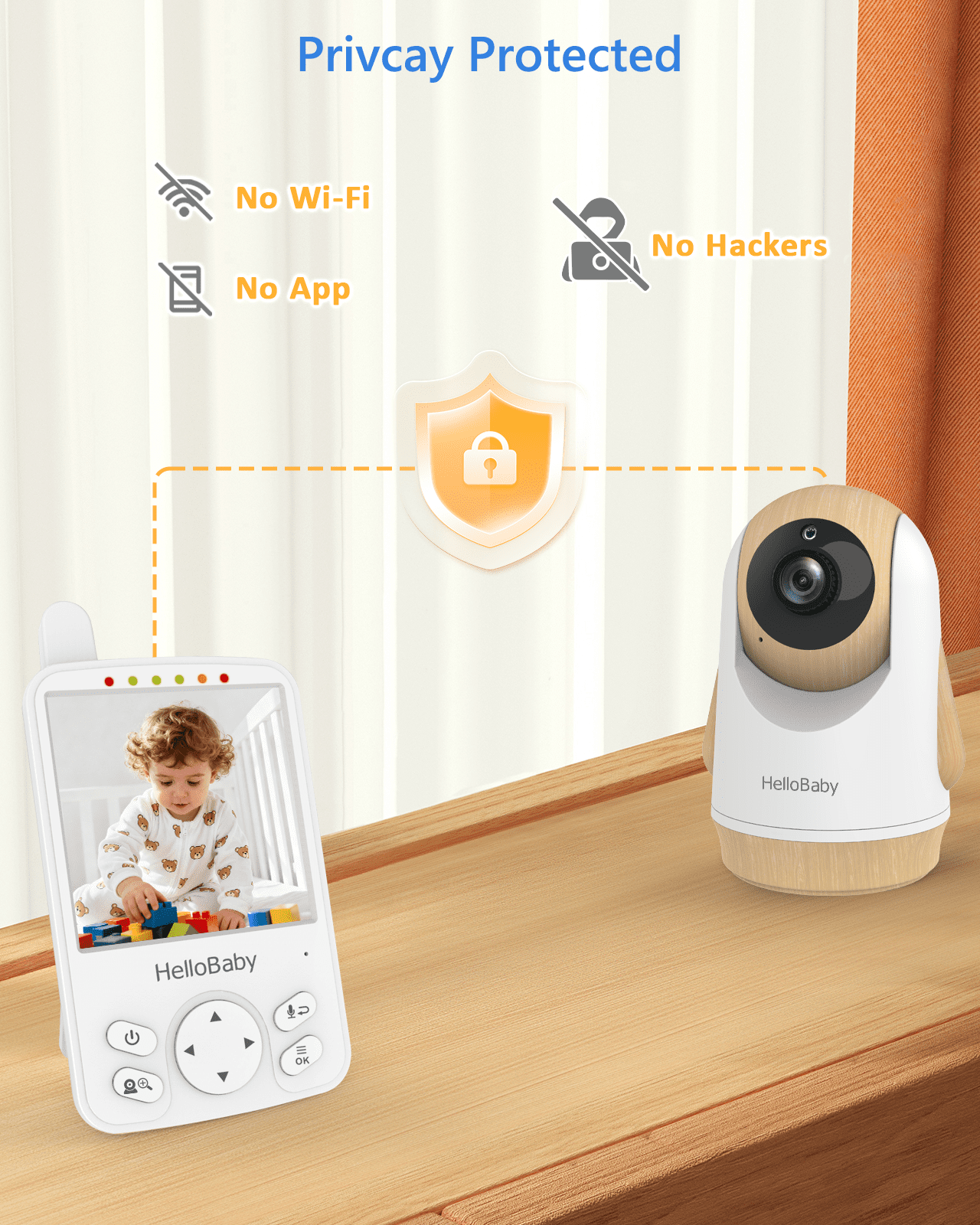 HelloBaby Video Baby Monitor with Remote Pan-Tilt and 4" LCD Screen, HB6341