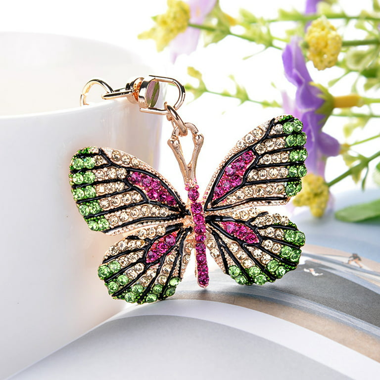 Cute Animal Keychains For Women Bling Butterfly Key Ring For Girl Purse Bag  Or Car Pendant, Purple