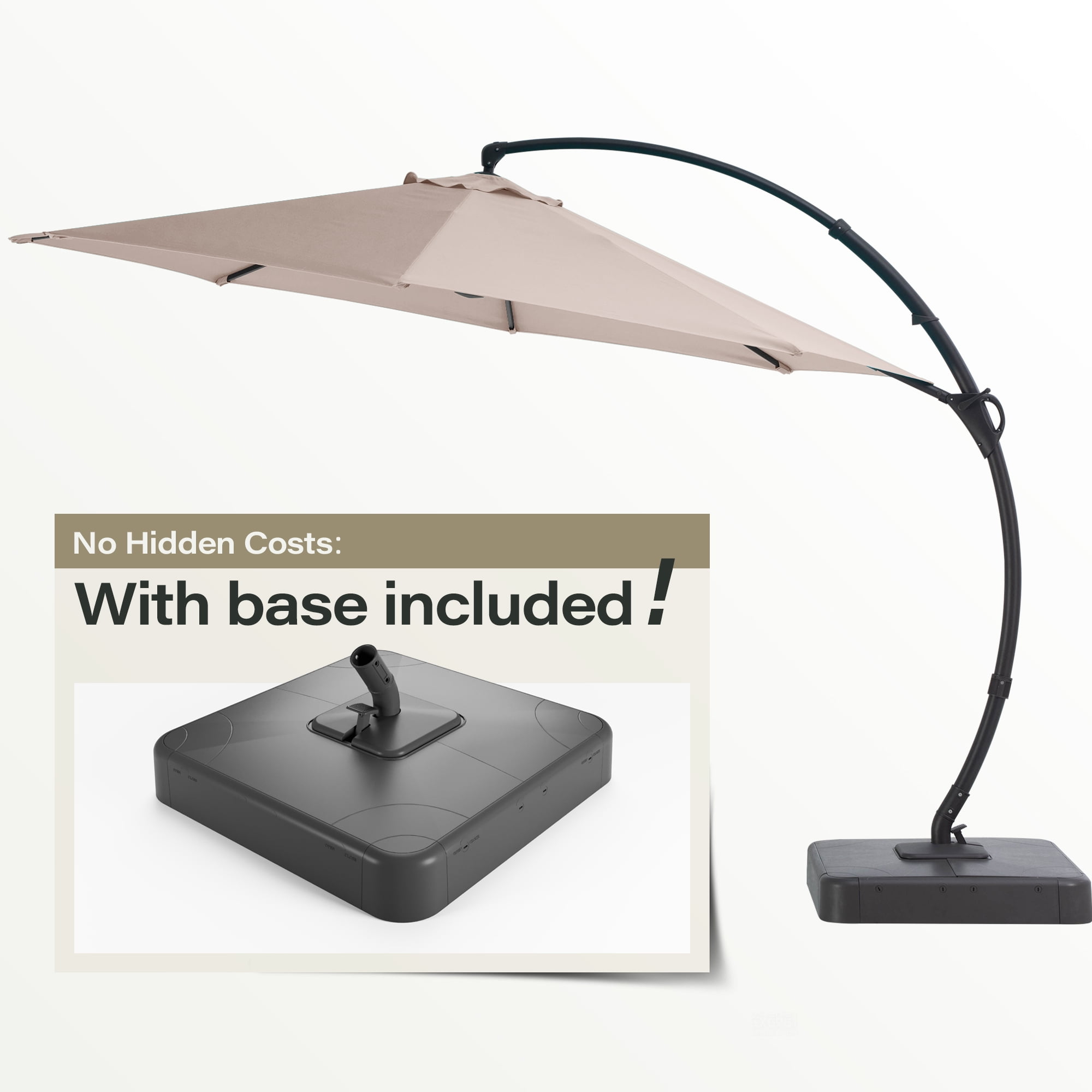 LAUSAINT HOME 11FT Deluxe Cantilever Patio Umbrella, Adjustable Base, 360  Rotation, Champagne - Walmart.com