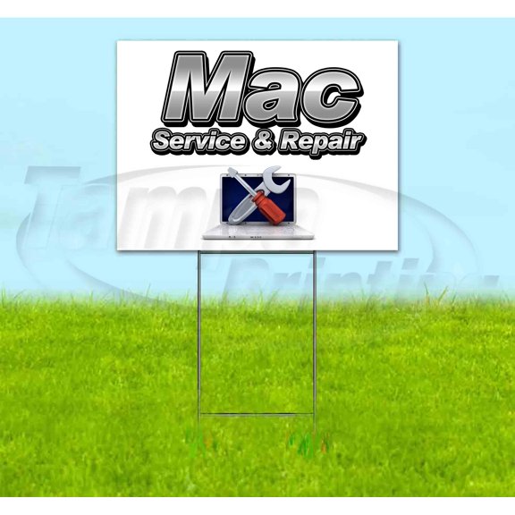 Mac Service & Repair (18" x 24") Yard Sign, Includes Metal Step Stake