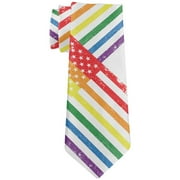 July 4th Patriotic LGBT Gay Pride American Flag Distressed All Over Neck Tie Multi Standard One Size
