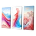 thumbnail image 3 of Designart "Light Pink Blue Waves Abstracted" Abstract Shapes Wall Art Set Of 3 - Transitional Blue Canvas Set For Living Room Decor, 3 of 6