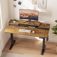 thumbnail image 6 of Electric Standing Desk with Double Drawers Height Adjustable 55"x28" Stand Up Desk with Monitor Shelf, Vintage Brown, 6 of 8
