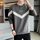 thumbnail image 3 of Sudadera para hombre, sin capucha, ropa masculina, jersey gráfico bordado, camiseta azul de una pieza, cálida, nueva, en overfit simple S, 3 of 5