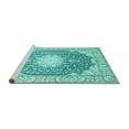 thumbnail image 2 of Ahgly Company Machine Washable Indoor Rectangle Medallion Turquoise Blue Traditional Area Rugs, 6' x 9', 2 of 4
