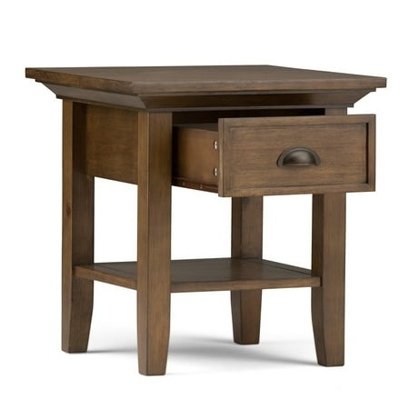 Simpli Home - Redmond Square Rustic Wood 1-Drawer End Table - Distressed Gray
