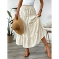 thumbnail image 2 of Yesfashion Wholesale Women's Midi Skirts Tiered Pleated Elastic Waist Long A-Line Skirt, 2 of 9