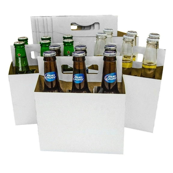 ICE N COLD 6pk Cardboard Carrier (White, 12ct) | Holds 6pk 12oz Bottles | FAST SAME DAY SHIPPING